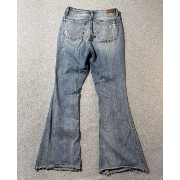 Judy Blue Jeans Womens 29 Blue Flare High Rise Stretch Denim Distressed - Picture 10 of 13